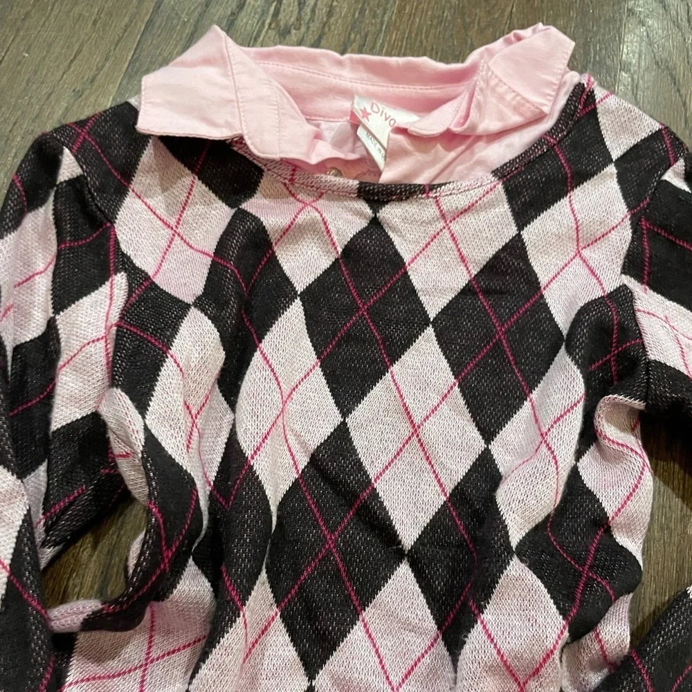 Beautiful pink and black argyle dress size 5